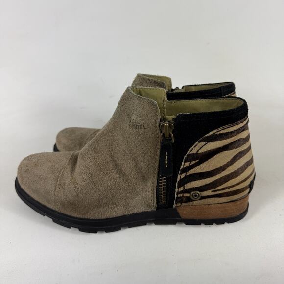 Sorel Major Ankle Boots Women's 9 Beige Zebra Print Side Zip Chelsea 1650161265 - Picture 6 of 10